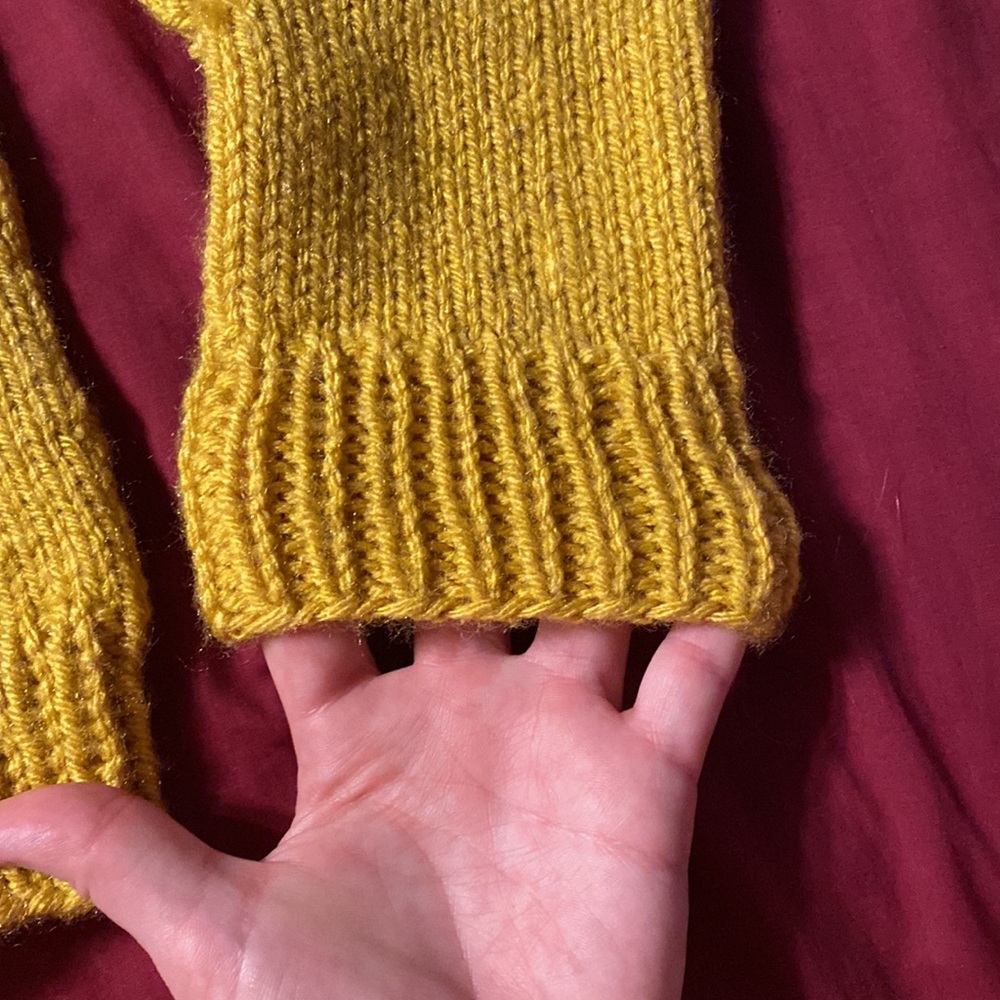 Handmade Yellow Ribbed Mittens - Picture 2 of 3